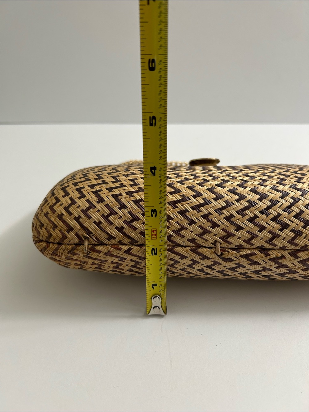Vintage Woven Straw Clutch/Shoulder Bag in Natural and Dark Brown - Picture 11 of 12